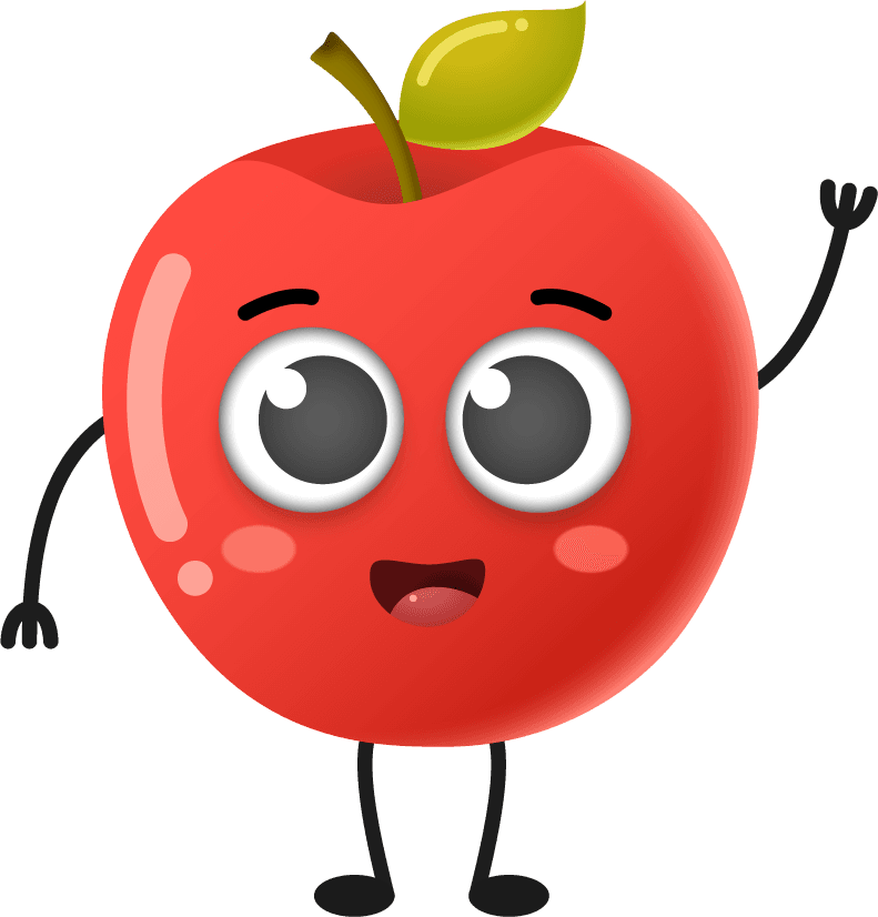 set of cute cartoon apple fruit character set