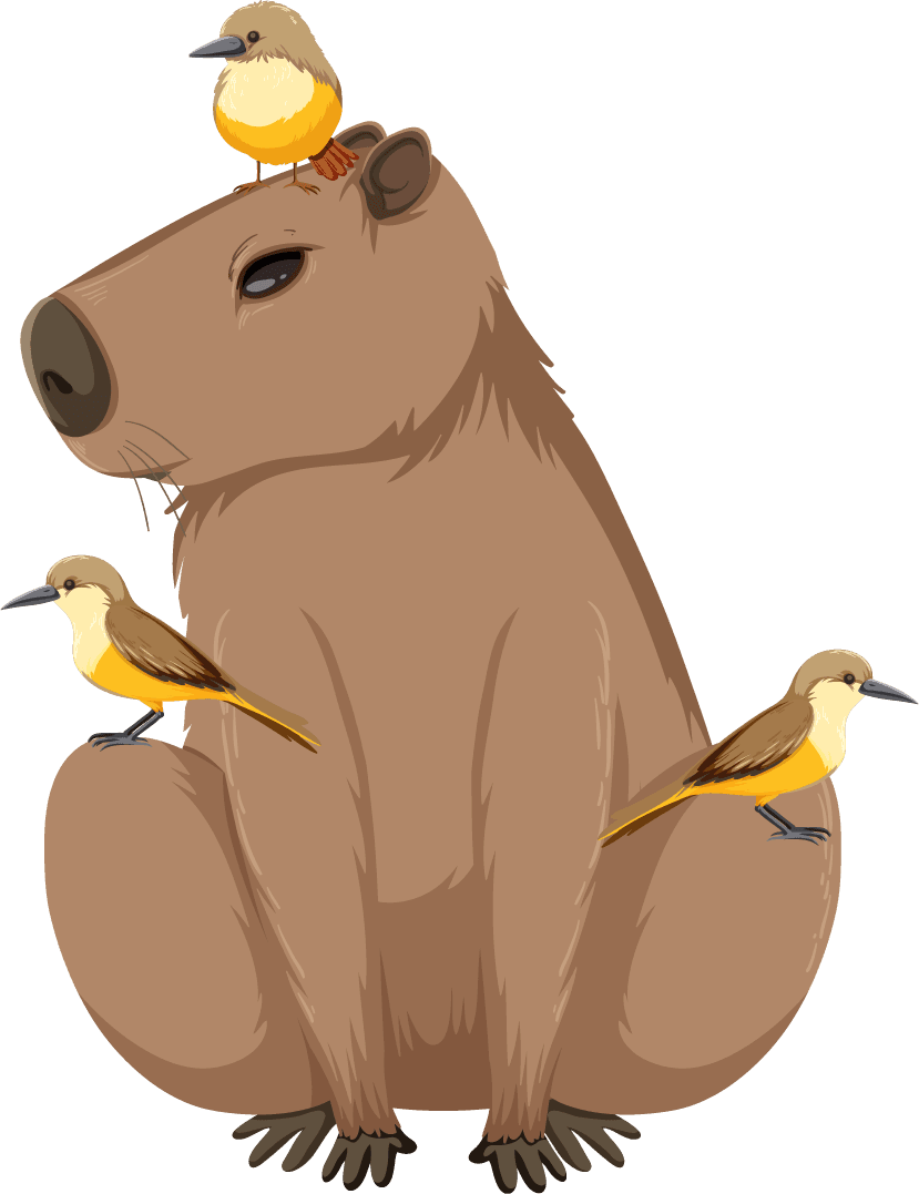 different capybara in cartoon style