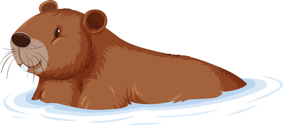 different capybara in cartoon style enjoying a peaceful moment in water