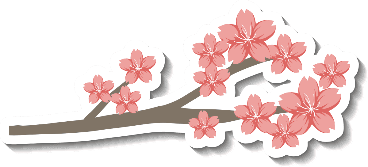 different traditional objects like cherry blossom branches for spring-themed decorations