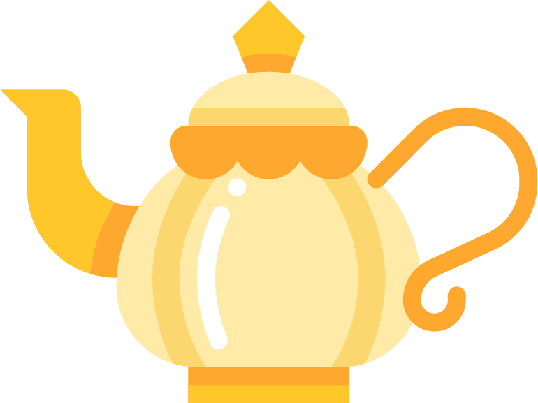 flat color kitchen tool icons featuring a stylish teapot in modern minimalism