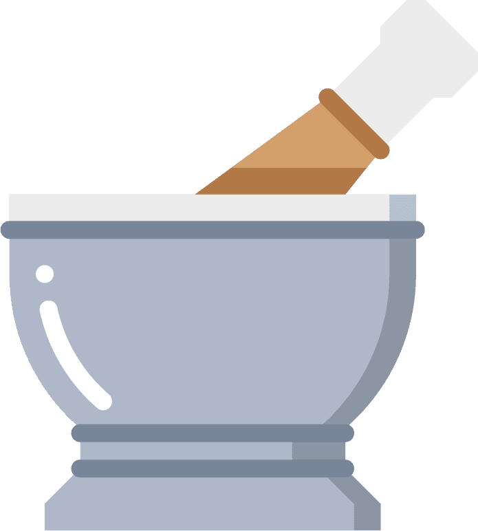 flat color kitchen tool icons featuring a mortar and pestle for culinary enthusiasts