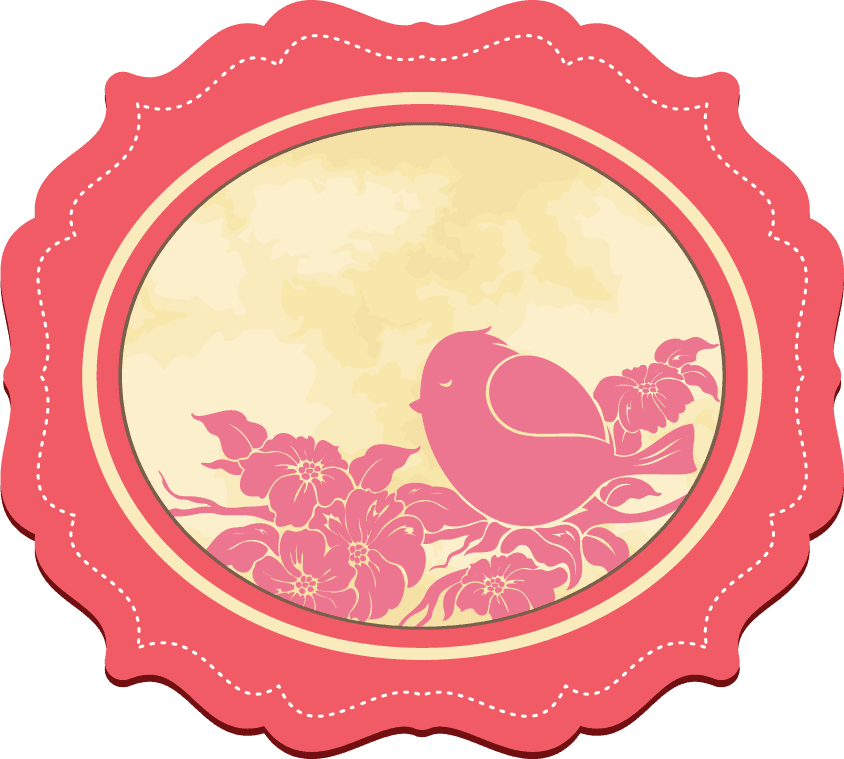 charming frame and border with floral accents and a cute bird illustration for invitations