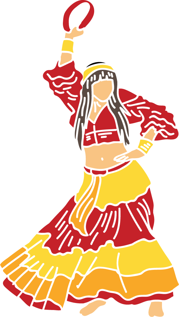 gipsy icons vector featuring a vibrant dancer with colorful attire for festive occasions