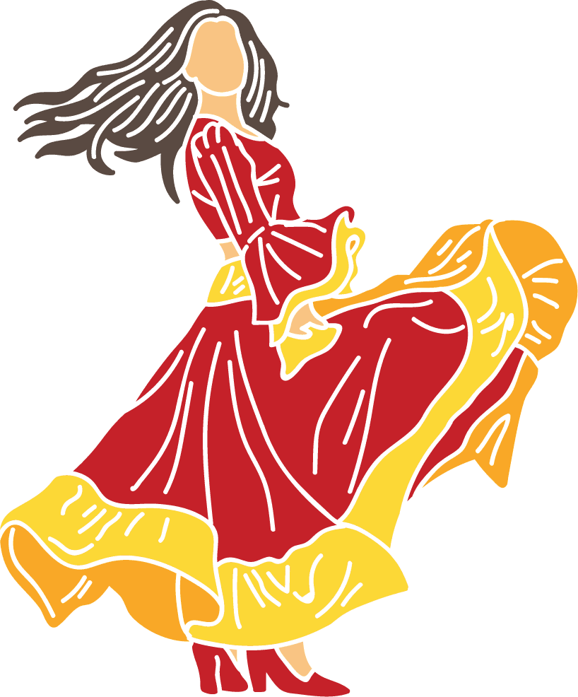 gipsy icons vector featuring vibrant dancing women in traditional attire for creative projects