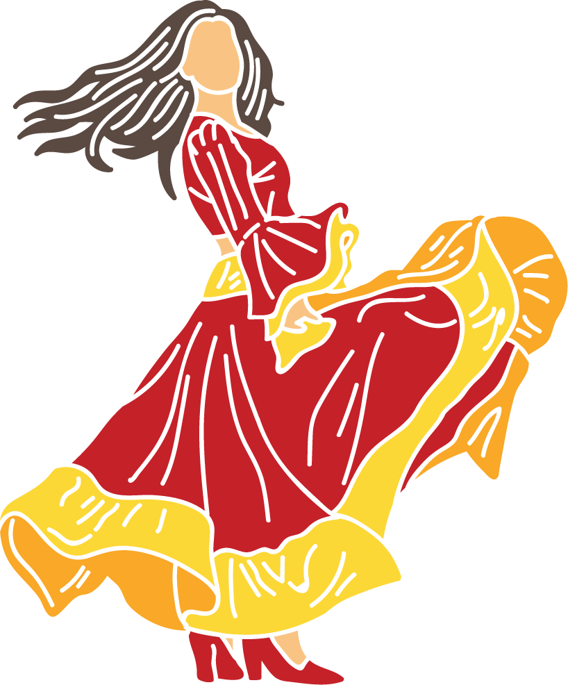gipsy icons vector featuring vibrant dancing women in traditional attire for creative projects