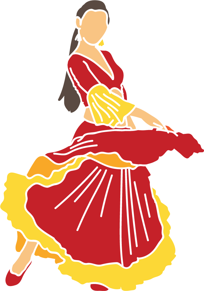gipsy icons vector featuring a vibrant dancer in traditional attire with flowing skirt