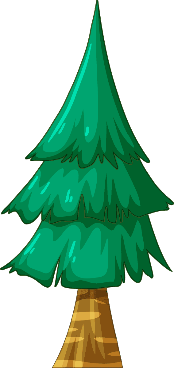 isolated game objects of a cartoon-style pine tree for playful environments