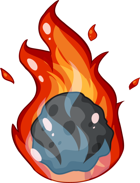 isolated game objects featuring a flaming rock with dynamic colors for immersive gameplay