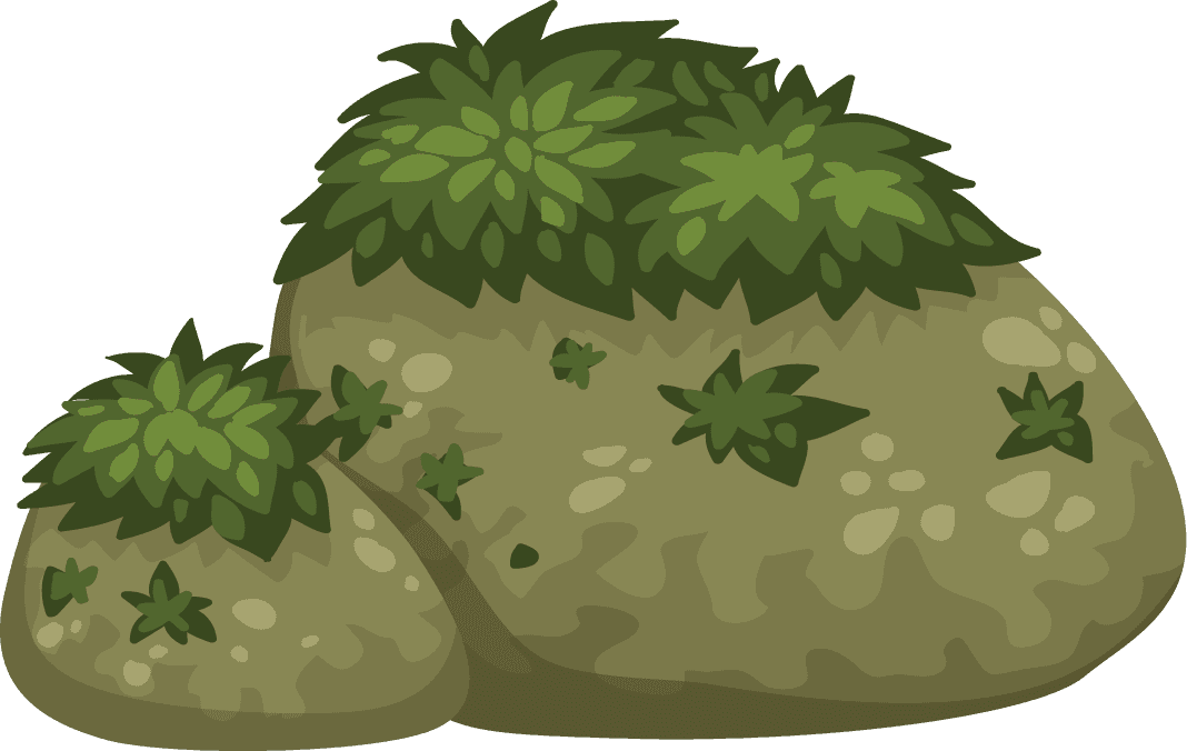 jungle element illustration featuring lush greenery and textured stones for creative projects