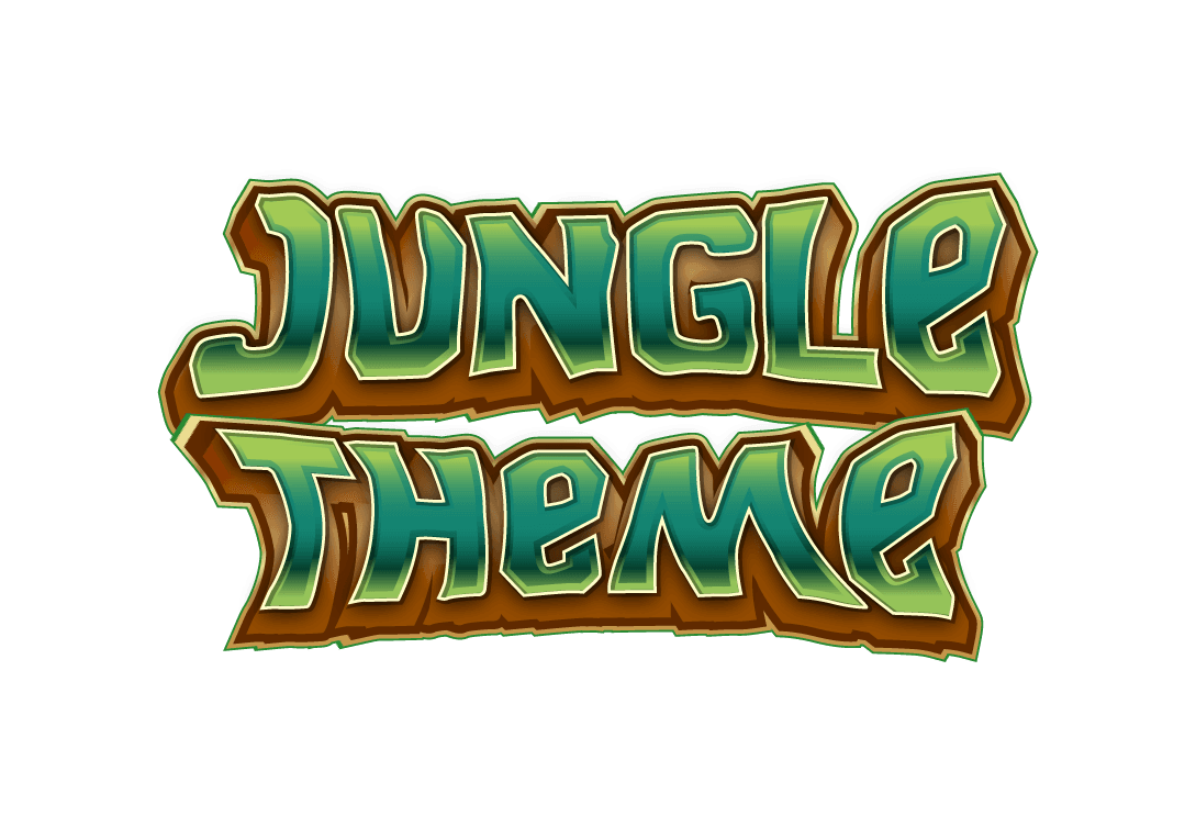 jungle element illustration featuring vibrant colors and playful typography for a tropical theme