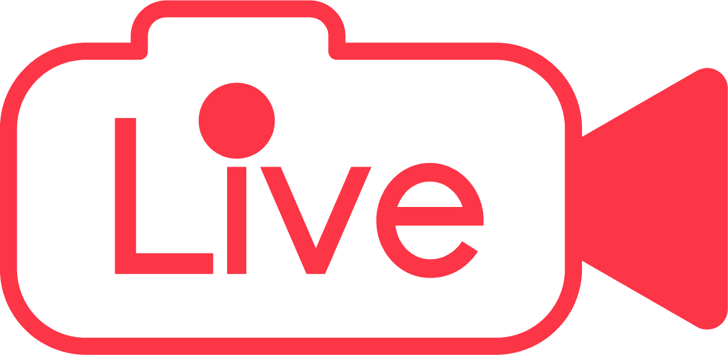 live streaming icons red symbols and buttons of live