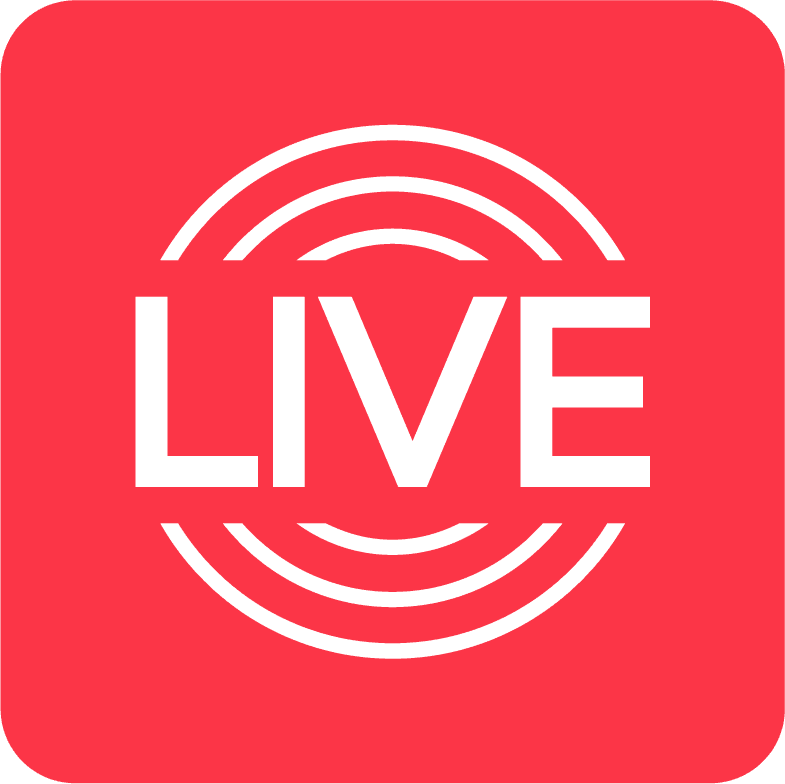 live streaming icons red symbols and buttons of live