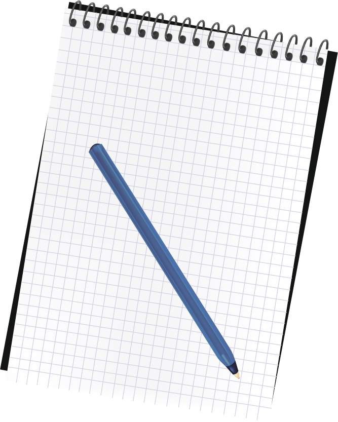 set of objects office graphics featuring a notepad and pen for efficient note-taking