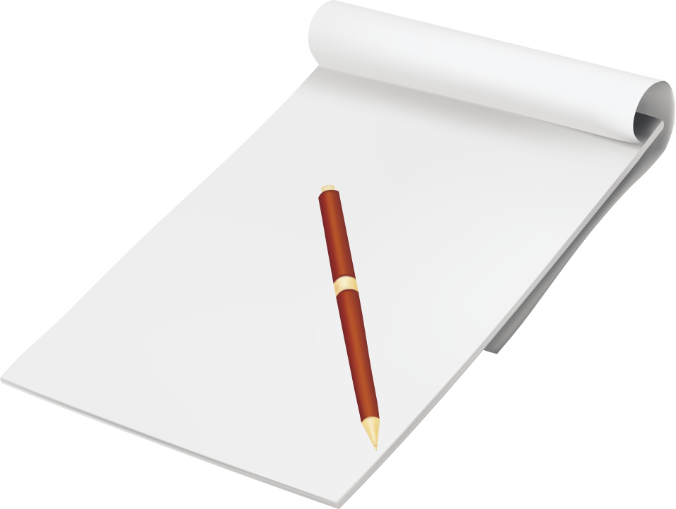 set of objects office graphics featuring a notepad and pen for tasks and notes