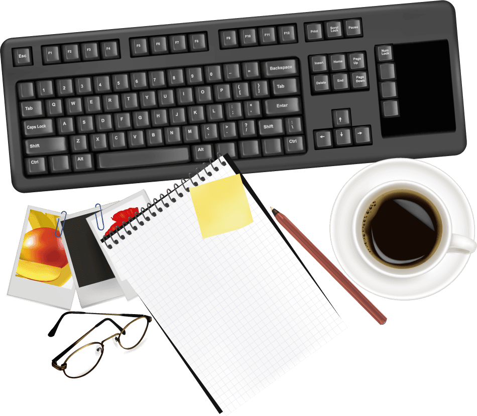 set of objects office graphics for productive work and organization at your desk