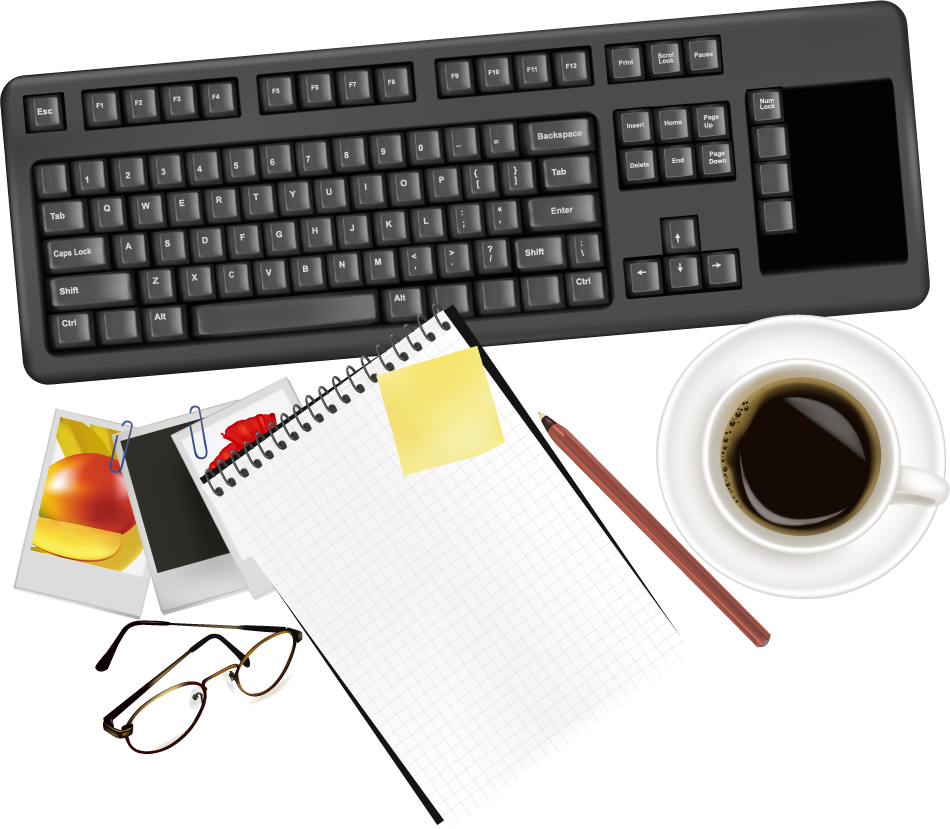 set of objects office graphics for productive work and organization at your desk