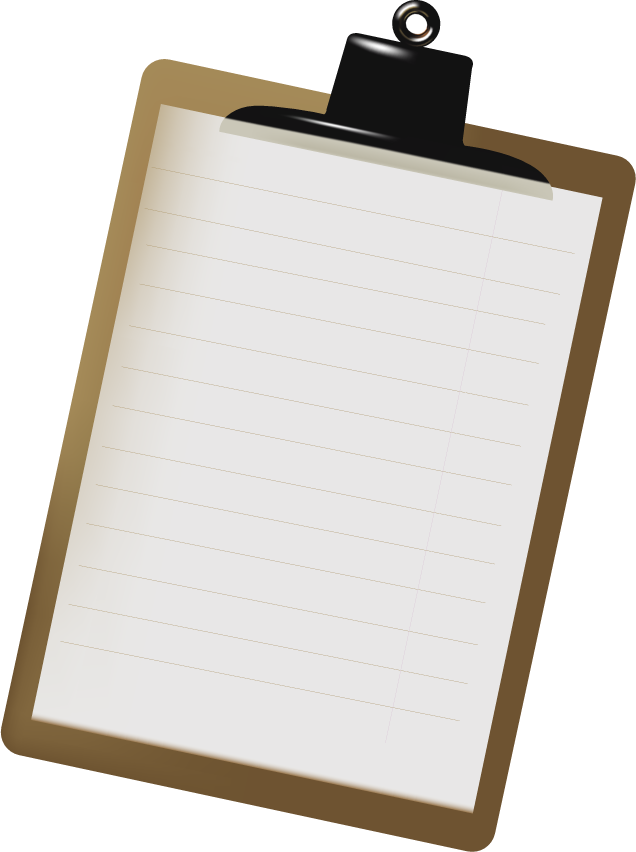 set of objects office graphics including clipboard with blank notepad for various tasks