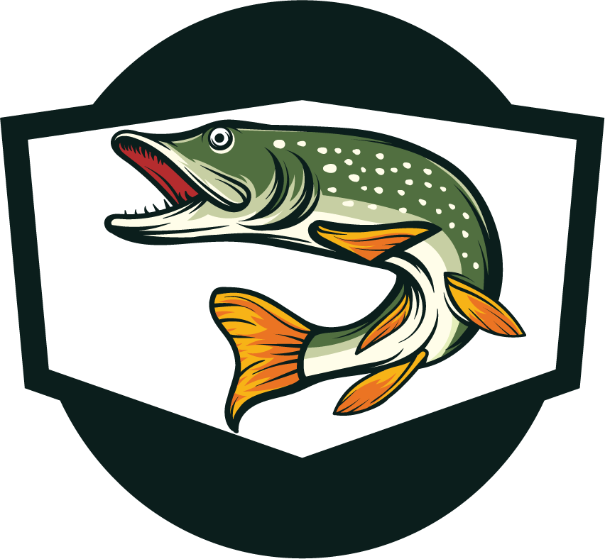 set of pike fish badge logo