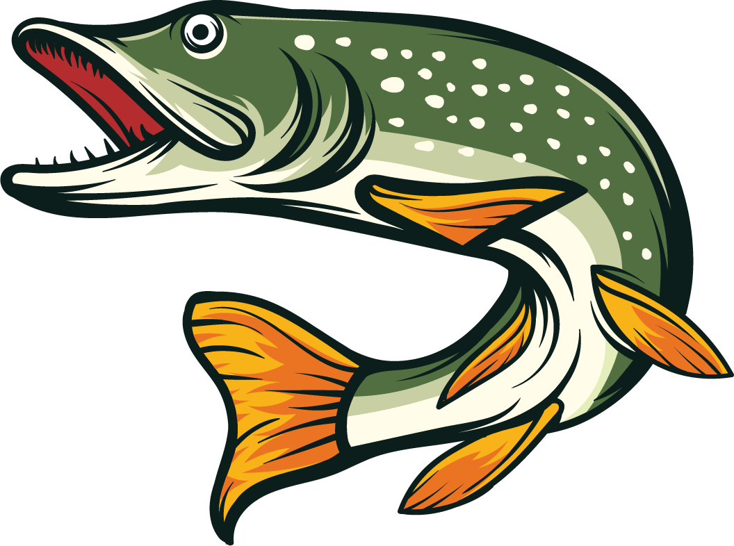 set of pike fish badge logo