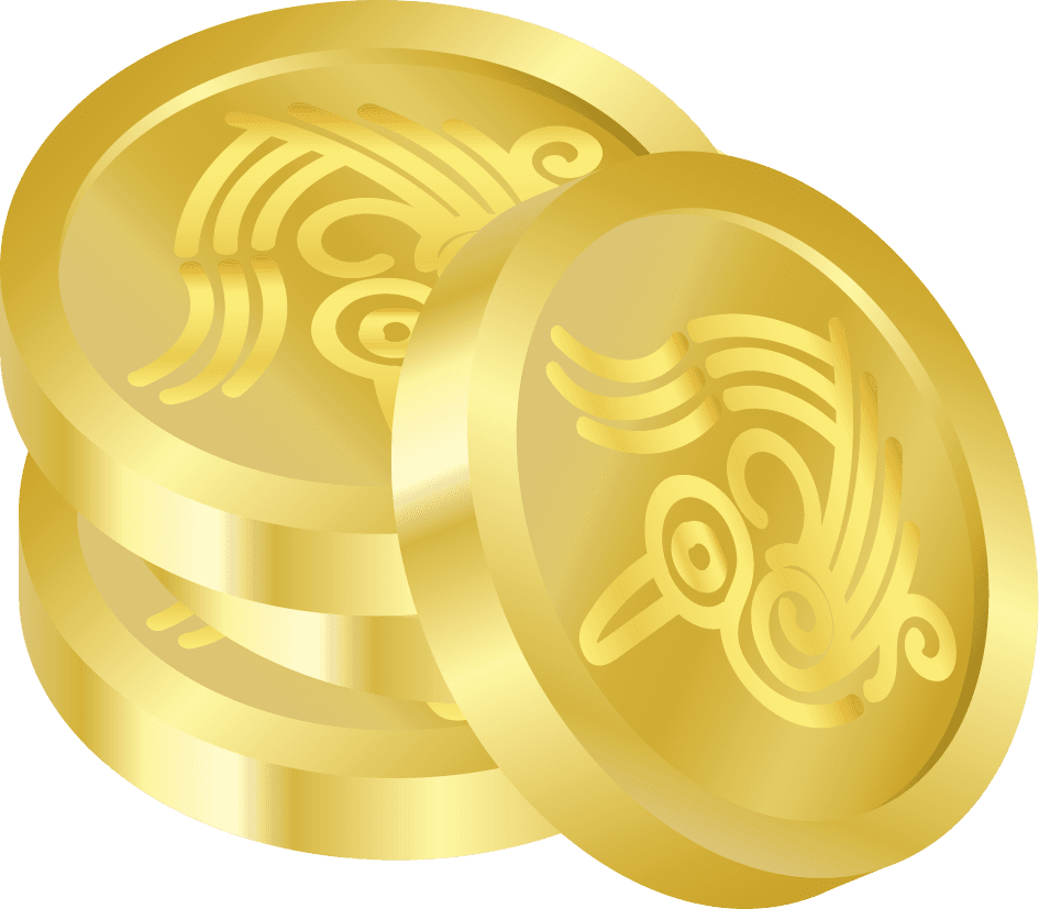 quetzalcoatl icons vector featuring ancient style gold coins for cultural projects