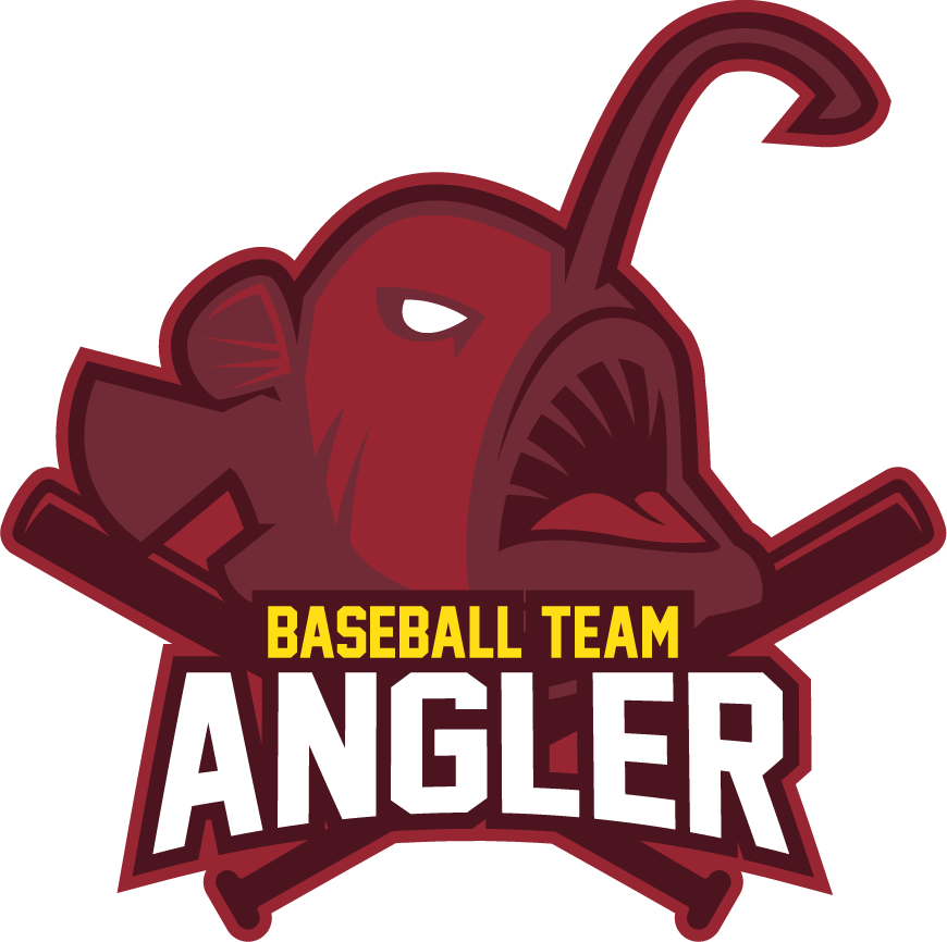 sport logo team badge featuring an angler fish for baseball team branding