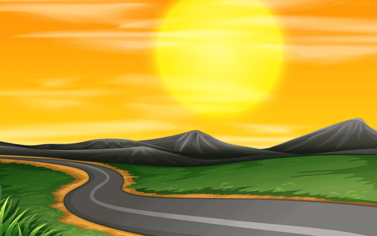 stunning sunset scene illustration with vibrant colors and serene landscape for travel themes