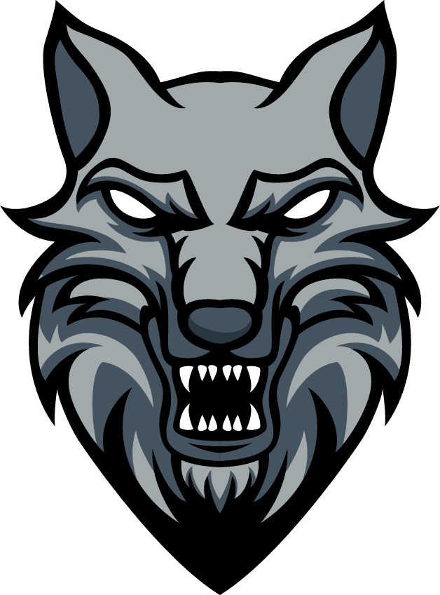 wolf head emblems in esports style gray with thick red outline