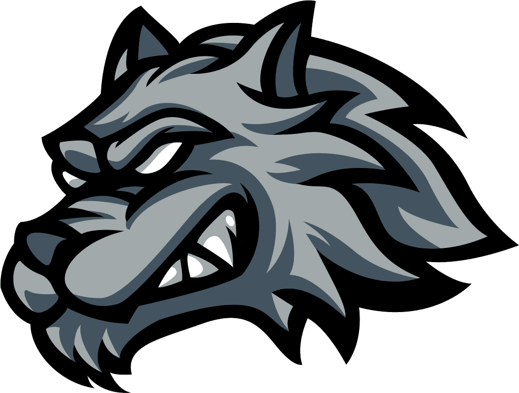 wolf head emblems in esports style gray with thick red outline