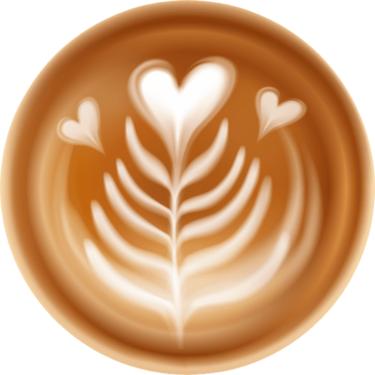 set realistic latte art images compositions from hearts leaves ghost elephant