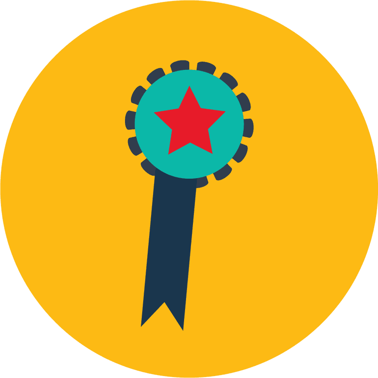 set web technology development icons featuring award badges for recognition and achievement