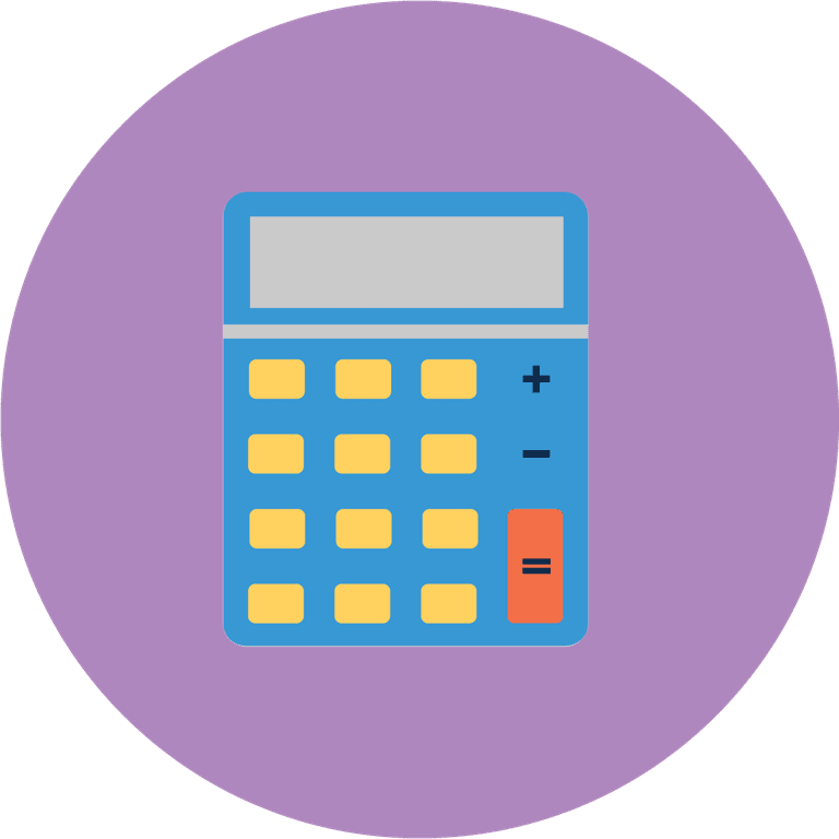 set web technology development icons featuring interactive calculator for enhanced user experience