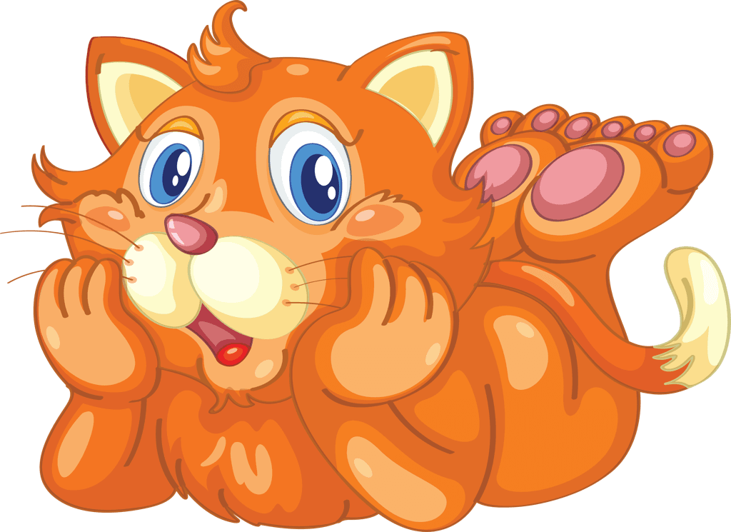 set wild animal cat in a playful and cute cartoon style for children