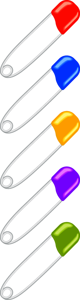 colorful sewing isolated icons set with safety pins for crafting use