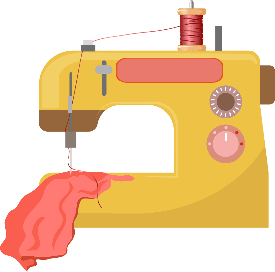sewing work elements colored machine tools icons