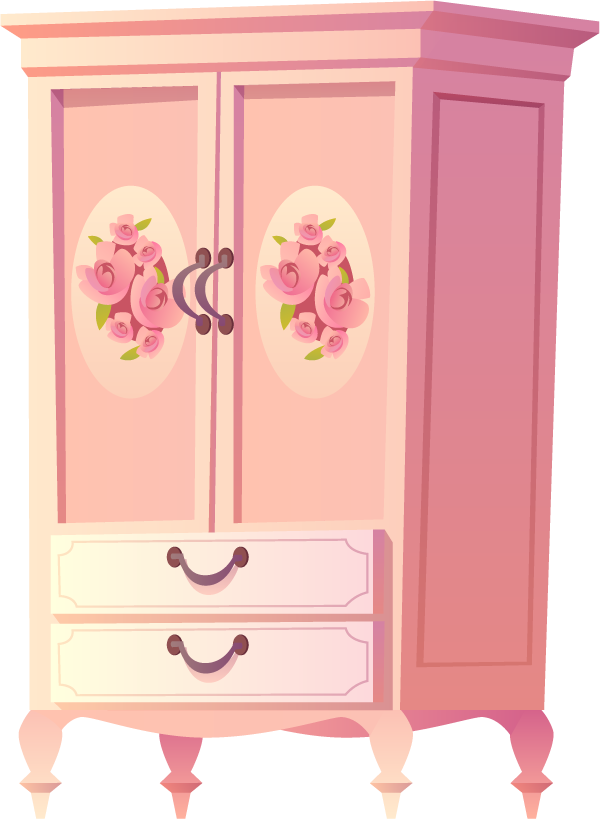 shabby chic interior bedroom with elegant floral wardrobe and soft pastel colors