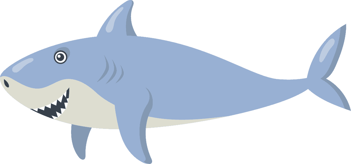 shark cartoon shark different emotions set