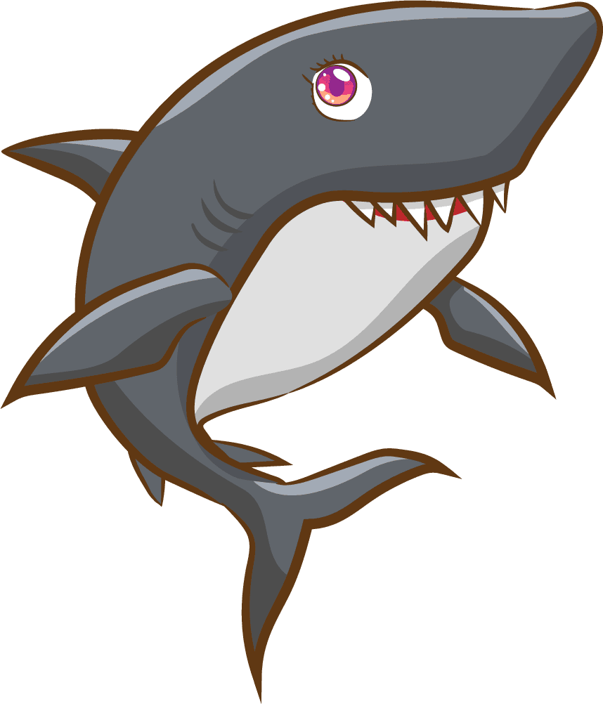 shark cute silly cartoon sharks isolated on white background