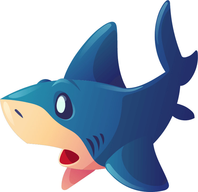 shark cute shark character with different emotions isolated white background vector