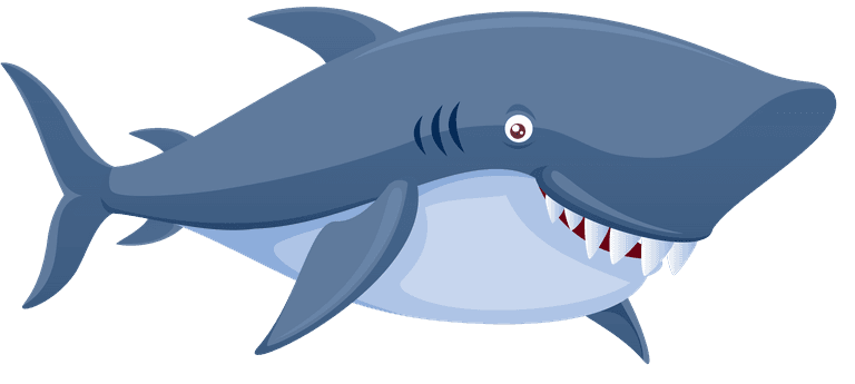 shark funny marine animal cartoon vectors set