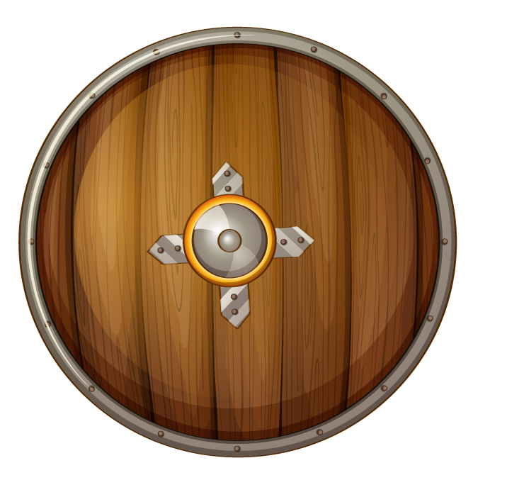 shield set medieval character with ornate wooden textures and metallic accents for fantasy settings
