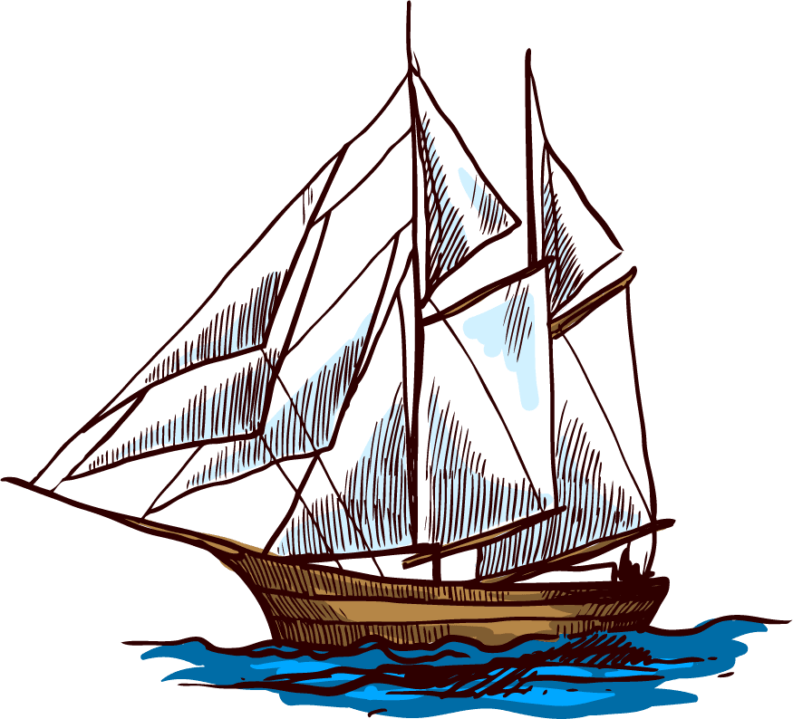 sailboat ships boat hand-drawn sketch 