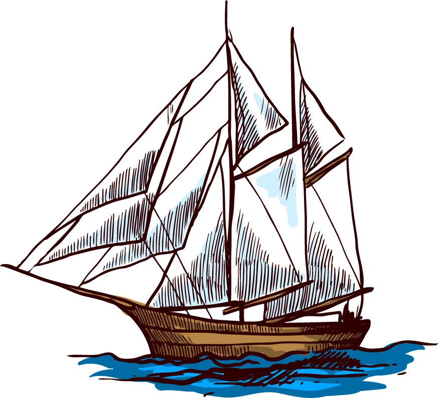 sailboat ships boat hand-drawn sketch 