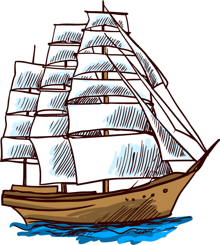 sailboat ships boat hand-drawn sketch 
