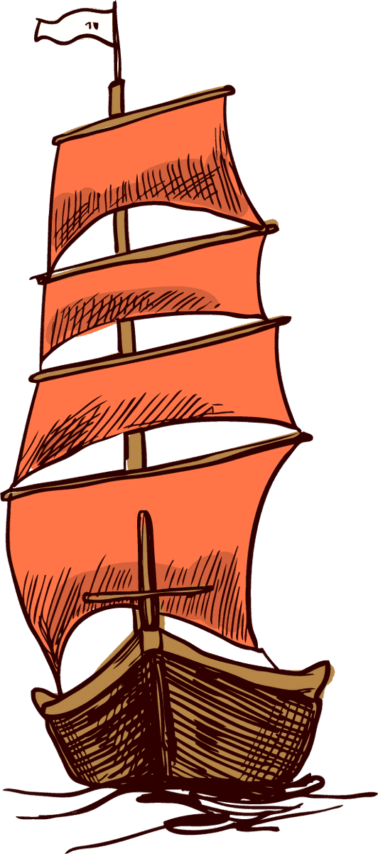 sailboat ships boat hand-drawn sketch 