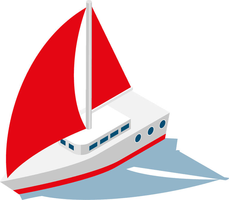 ships boats vessels isometric icon with vibrant sails for nautical illustrations and apps