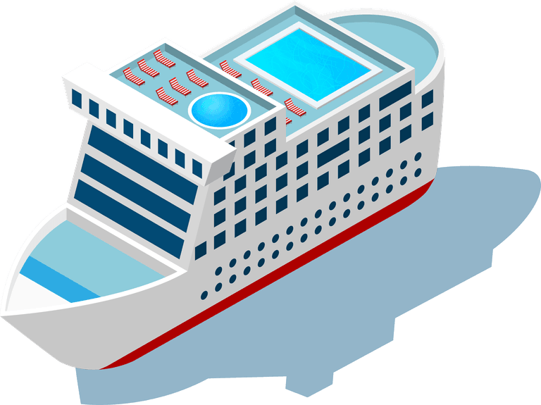 ships boats vessels isometric icon featuring a luxury cruise ship with a pool area