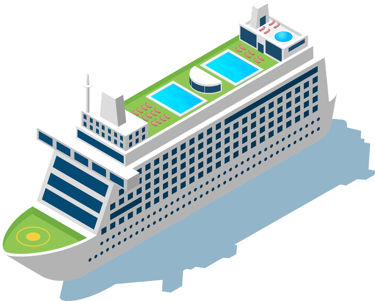 ships boats vessels isometric icon of a luxury cruise ship with pools and activities