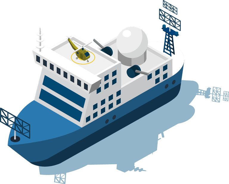 ships boats vessels isometric icon showcasing a modern military vessel on water