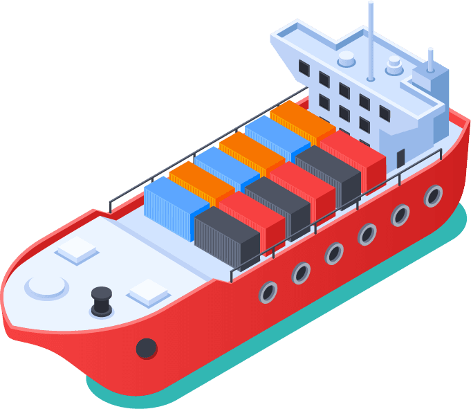 ships isometric elements isolated showcasing vibrant cargo transportation and trading efficiency